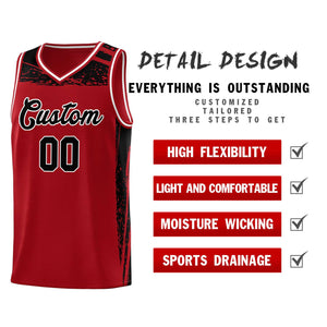 Custom Red Black Graffiti Pattern Sports Uniform Basketball Jersey