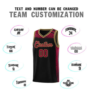 Custom Black Crimson Graffiti Pattern Sports Uniform Basketball Jersey