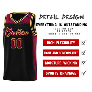 Custom Black Crimson Graffiti Pattern Sports Uniform Basketball Jersey