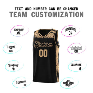 Custom Black Old Gold Graffiti Pattern Sports Uniform Basketball Jersey