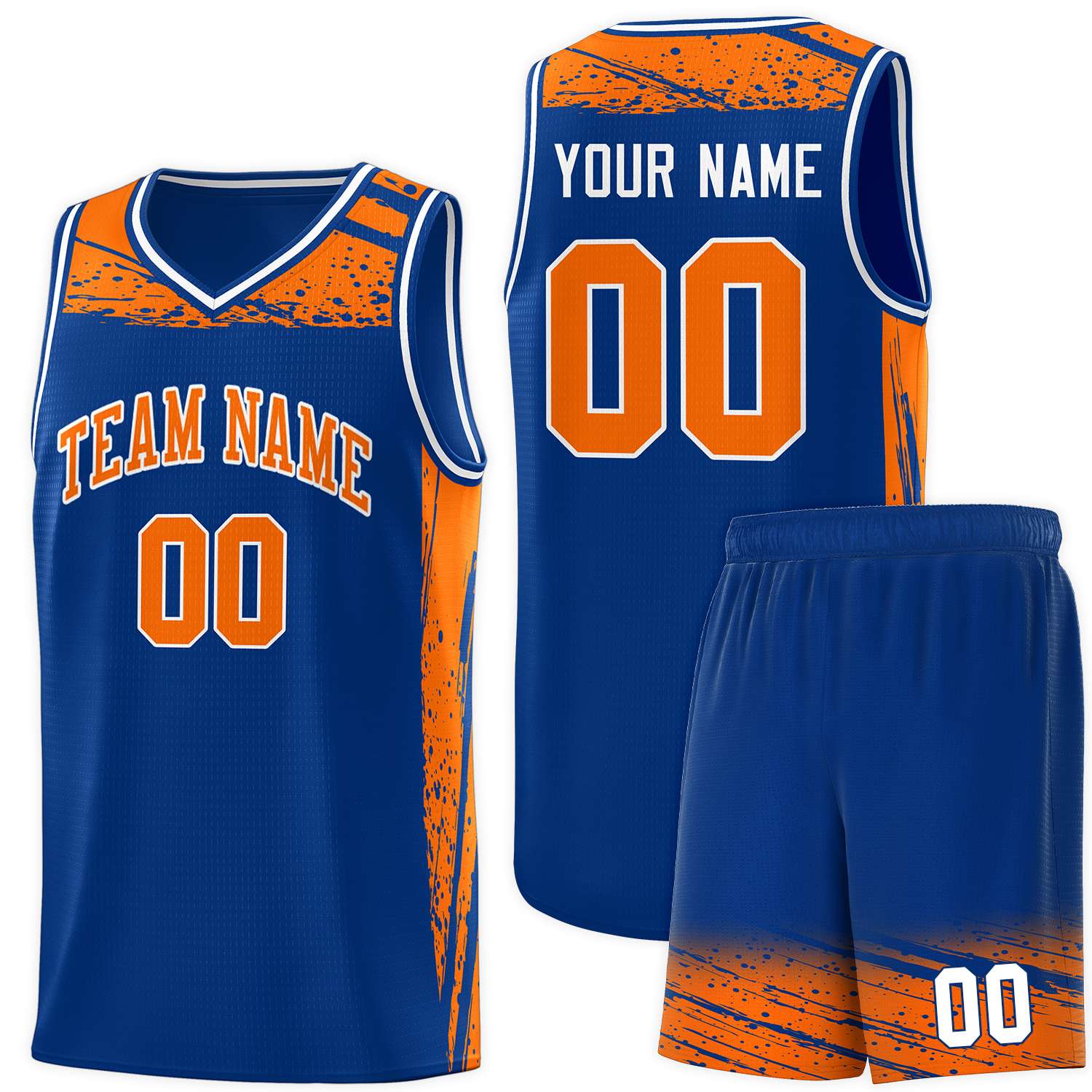 Custom Royal Orange Graffiti Pattern Sports Uniform Basketball Jersey