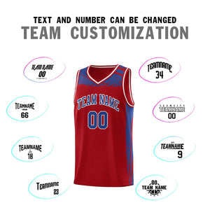 Custom Red Royal Graffiti Pattern Sports Uniform Basketball Jersey