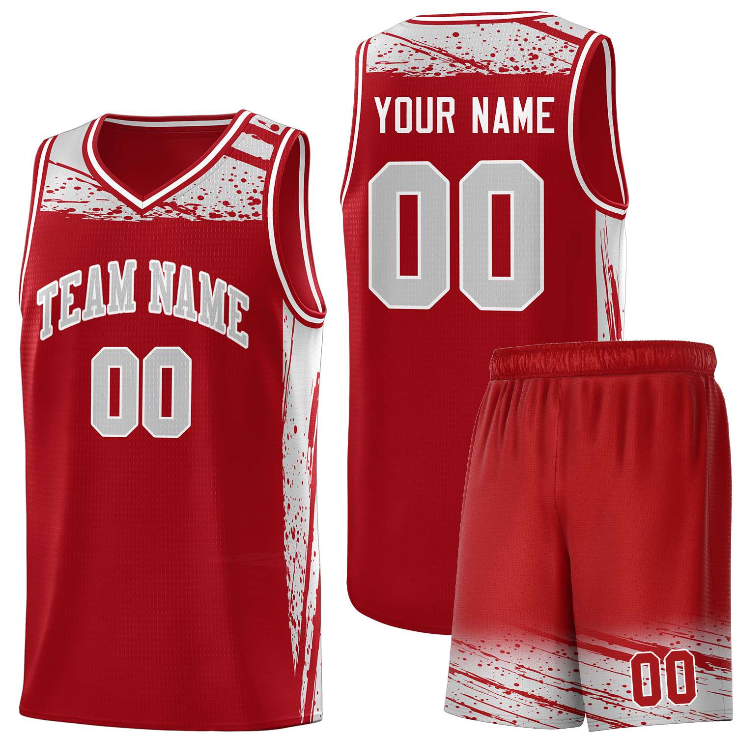 Custom Red Gray Graffiti Pattern Sports Uniform Basketball Jersey