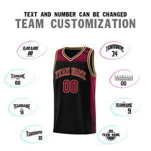 Custom Black Crimson Graffiti Pattern Sports Uniform Basketball Jersey