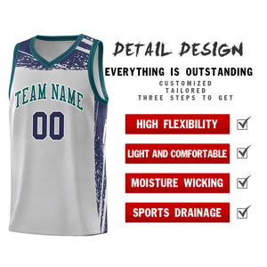 Custom Gray Navy Graffiti Pattern Sports Uniform Basketball Jersey