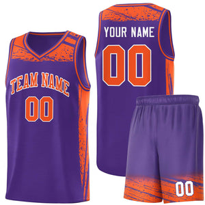 Custom Purple Orange Graffiti Pattern Sports Uniform Basketball Jersey