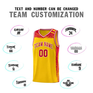 Custom Yellow Red Graffiti Pattern Sports Uniform Basketball Jersey