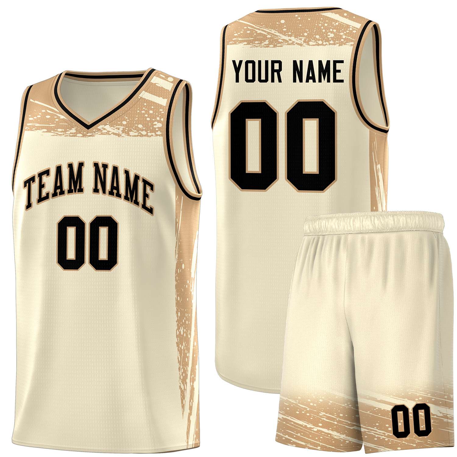 Custom Cream Old Gold Graffiti Pattern Sports Uniform Basketball Jersey