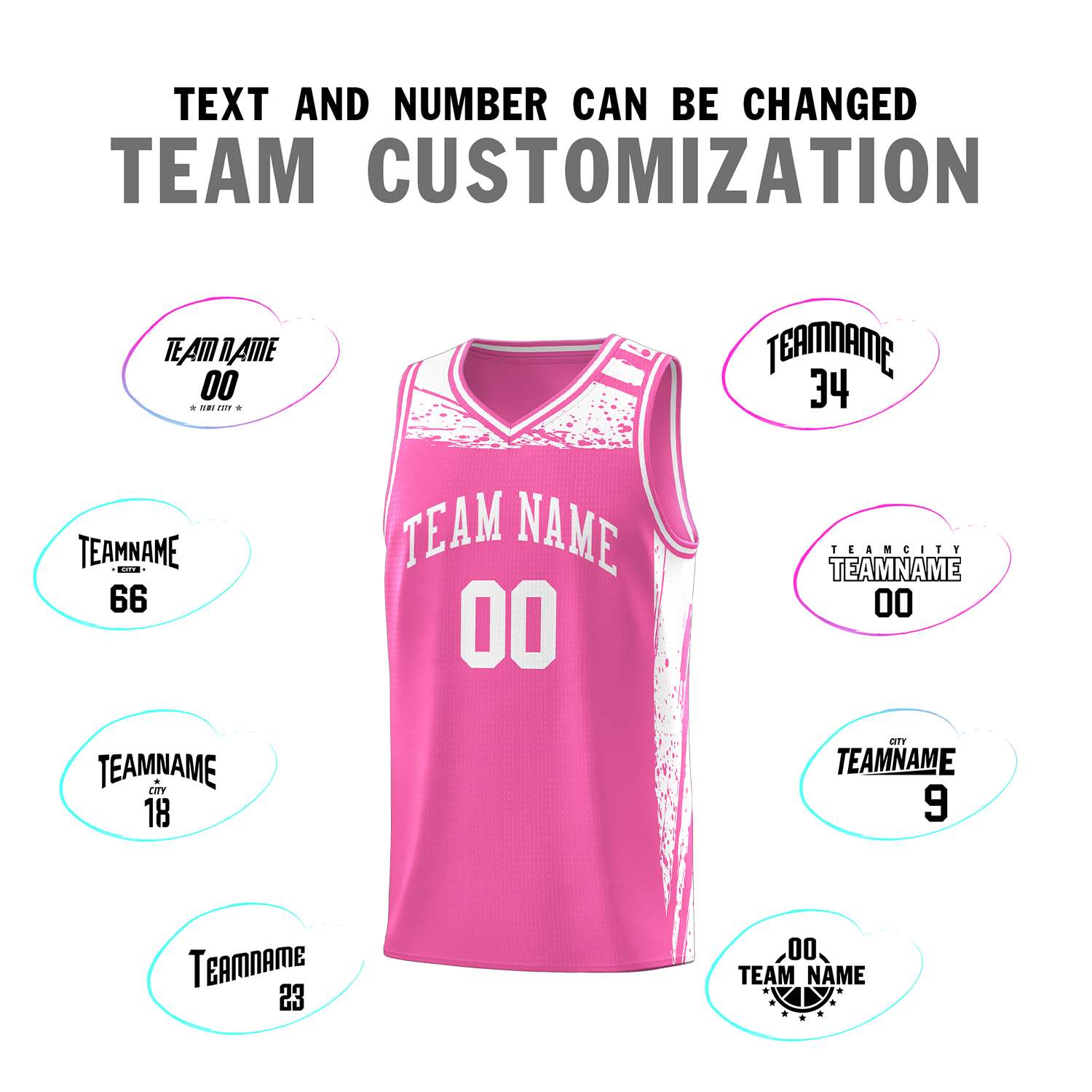 Custom Pink White Graffiti Pattern Sports Uniform Basketball Jersey