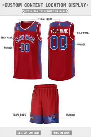 Custom Red Royal Graffiti Pattern Sports Uniform Basketball Jersey