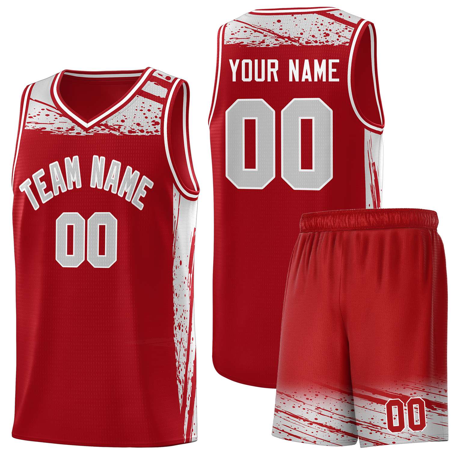 Custom Red Gray Graffiti Pattern Sports Uniform Basketball Jersey