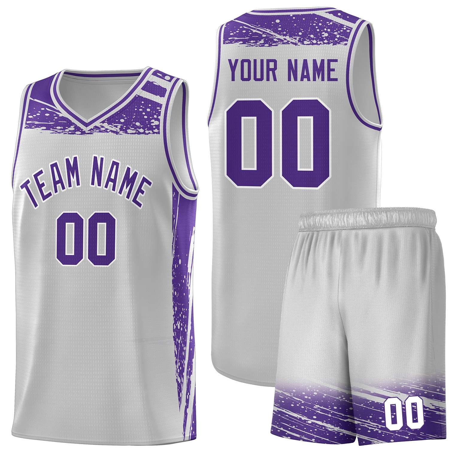 Custom Gray Purple Graffiti Pattern Sports Uniform Basketball Jersey