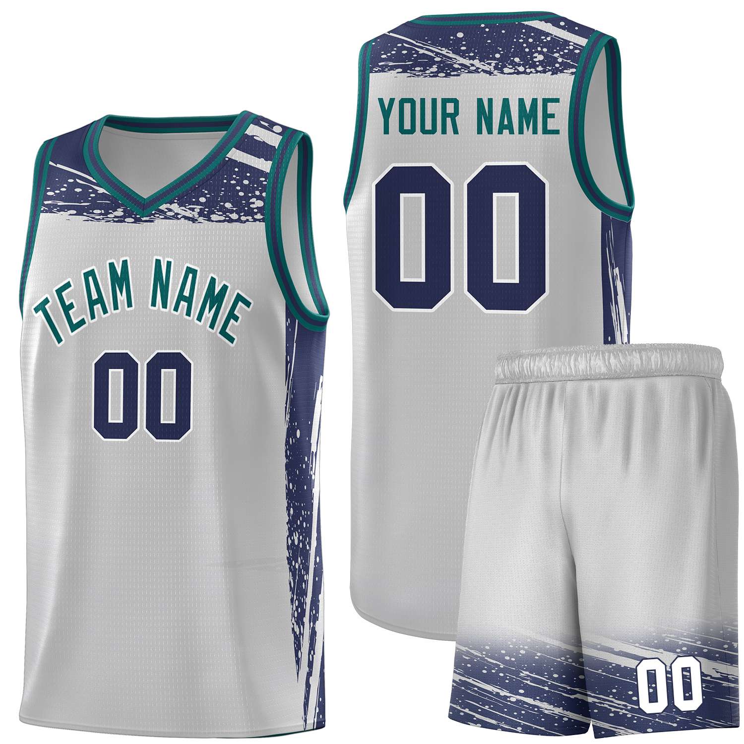 Custom Gray Navy Graffiti Pattern Sports Uniform Basketball Jersey