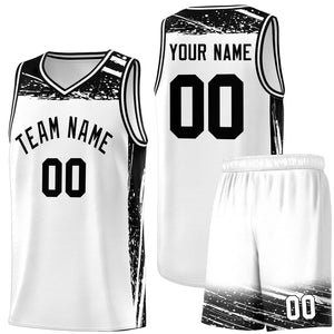 Custom White Black Graffiti Pattern Sports Uniform Basketball Jersey