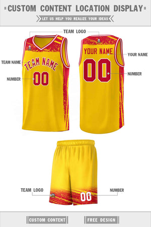 Custom Yellow Red Graffiti Pattern Sports Uniform Basketball Jersey