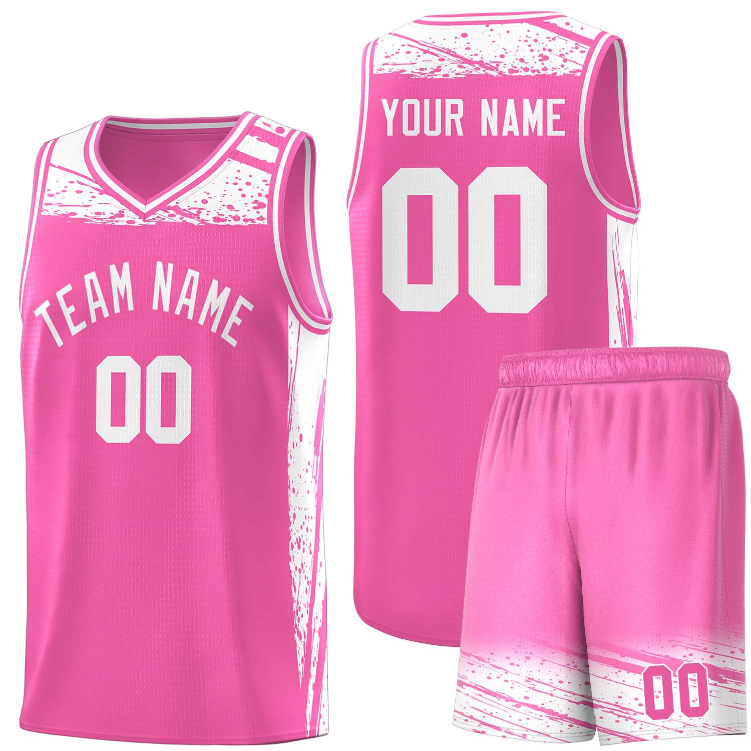 Custom Pink White Graffiti Pattern Sports Uniform Basketball Jersey