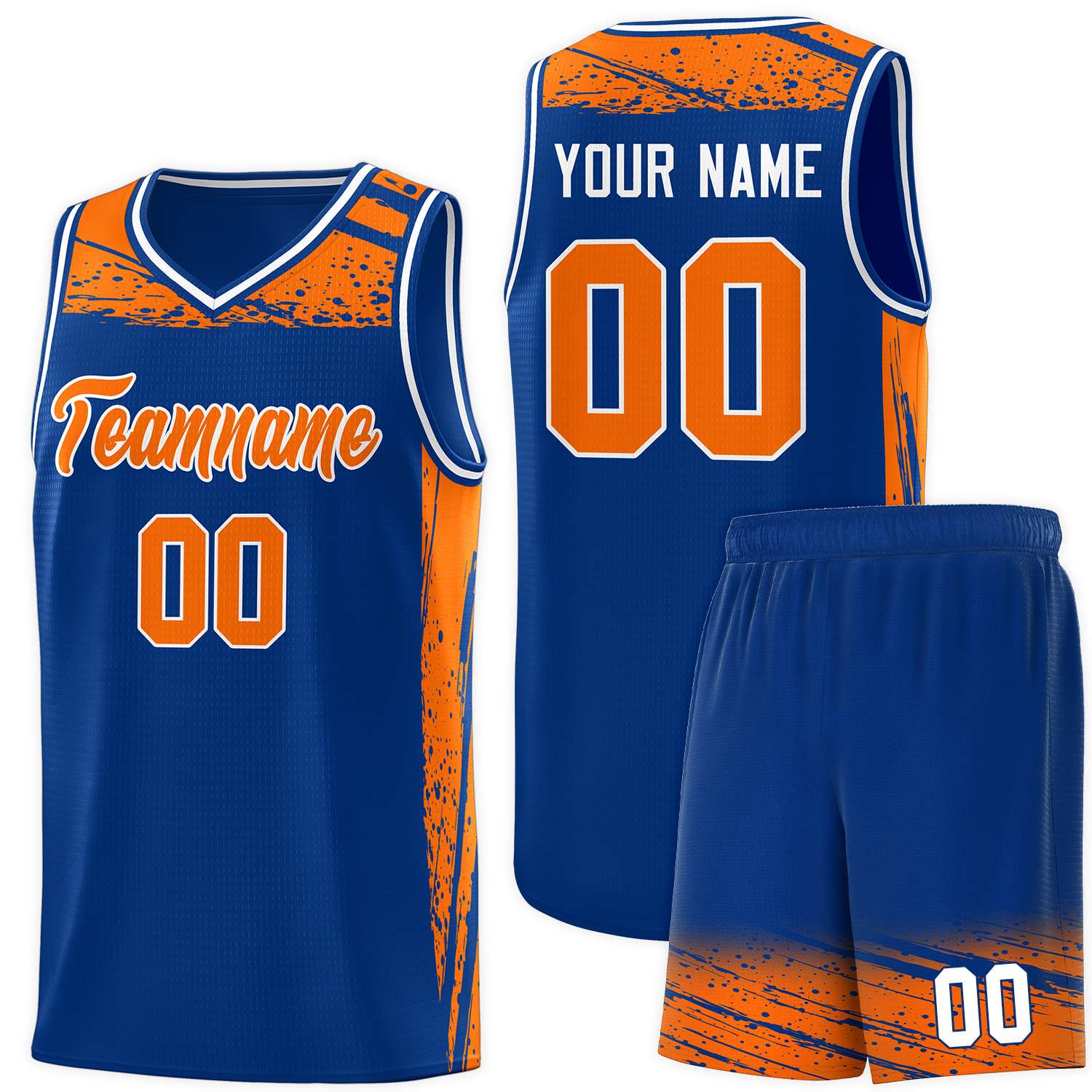 Custom Royal Orange Graffiti Pattern Sports Uniform Basketball Jersey