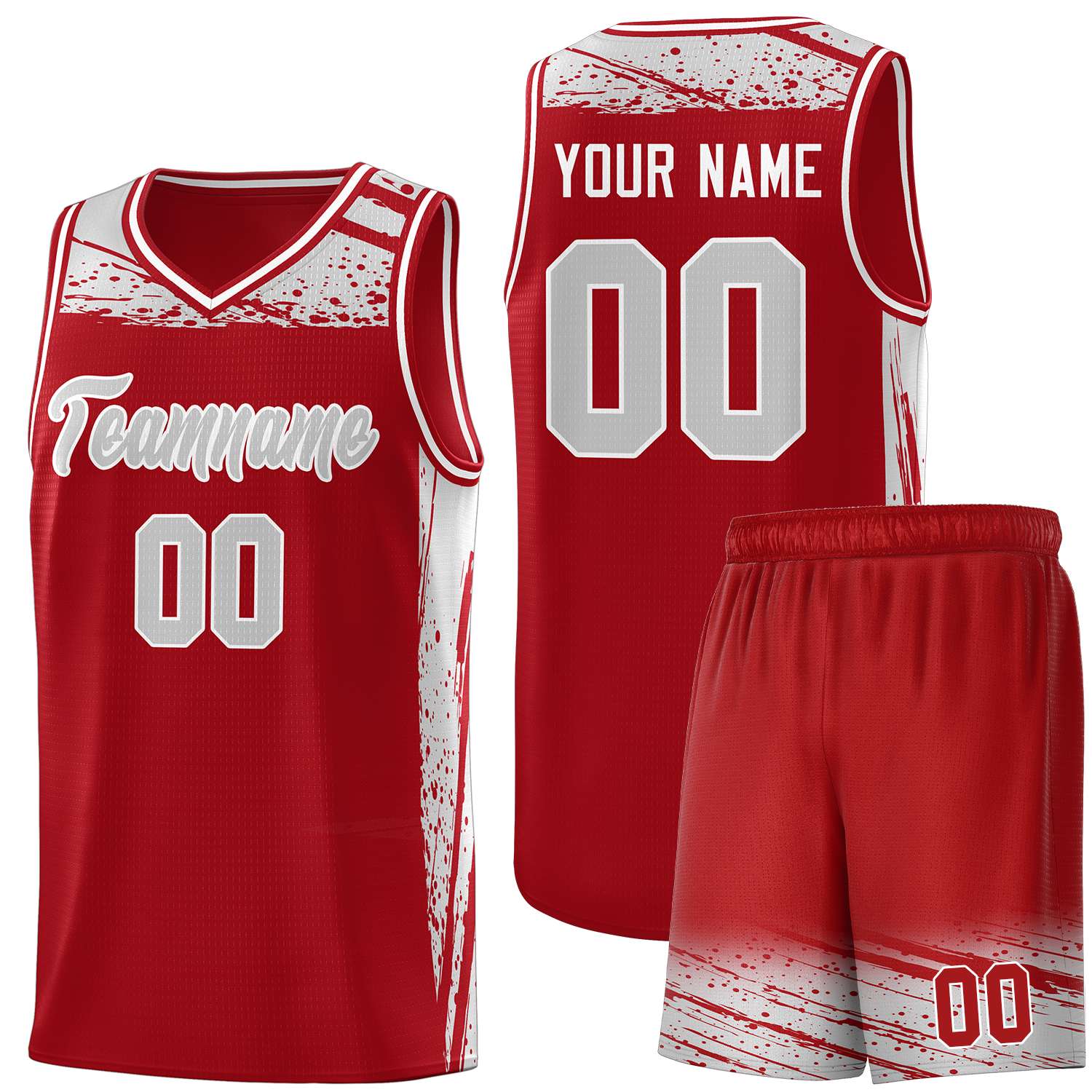 Custom Red Gray Graffiti Pattern Sports Uniform Basketball Jersey