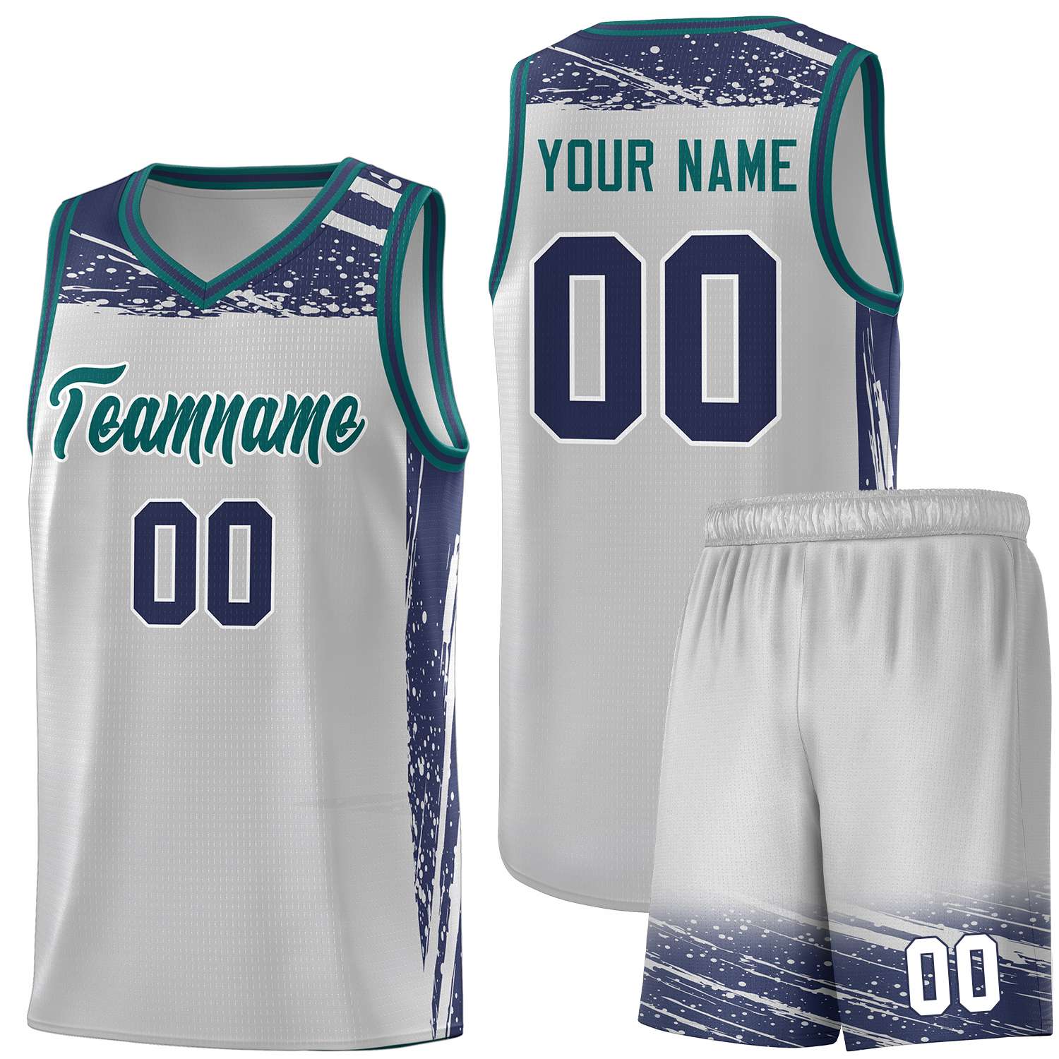 Custom Gray Navy Graffiti Pattern Sports Uniform Basketball Jersey