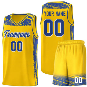 Custom Yellow Royal Graffiti Pattern Sports Uniform Basketball Jersey