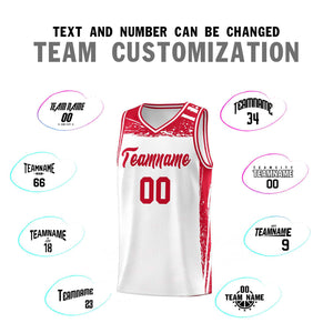 Custom White Red Graffiti Pattern Sports Uniform Basketball Jersey