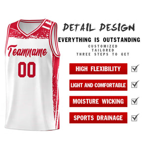 Custom White Red Graffiti Pattern Sports Uniform Basketball Jersey