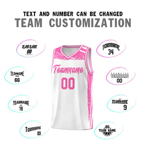 Custom White Pink Graffiti Pattern Sports Uniform Basketball Jersey