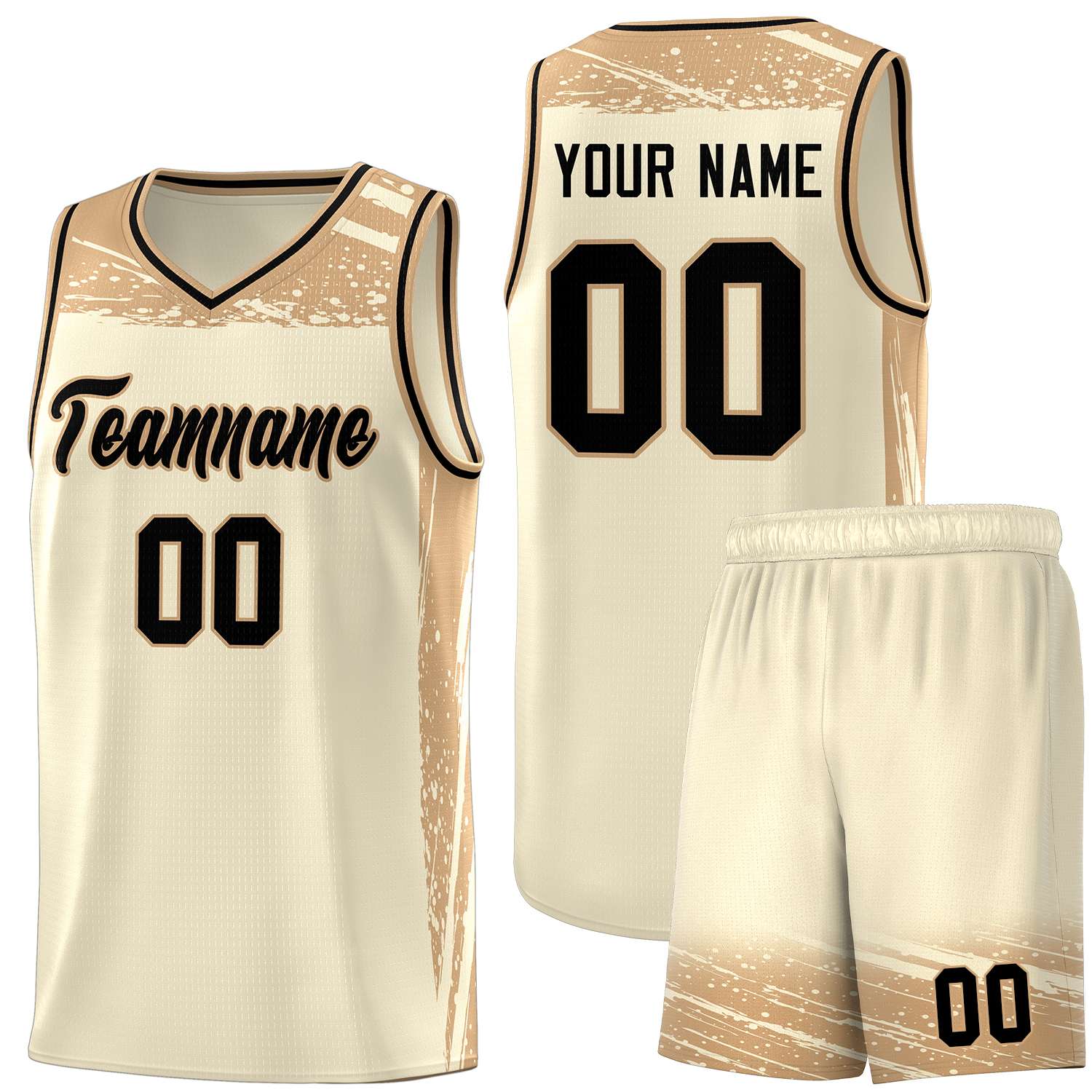 Custom Cream Old Gold Graffiti Pattern Sports Uniform Basketball Jersey