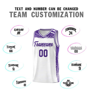 Custom White Purple Graffiti Pattern Sports Uniform Basketball Jersey