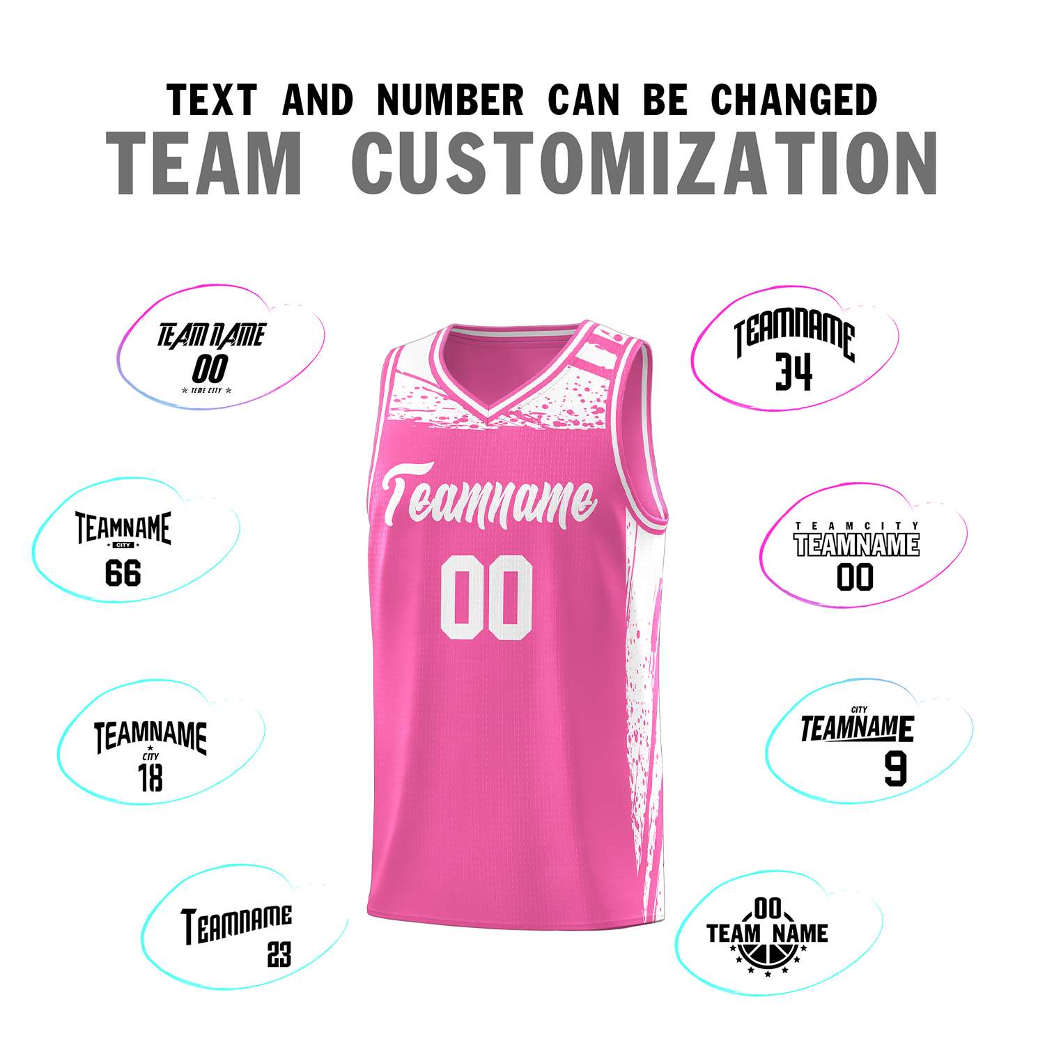 Custom Pink White Graffiti Pattern Sports Uniform Basketball Jersey