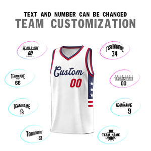 Custom White Navy-Red Personalized Star Pattern Tops Fashion Sportwear Basketball Jersey