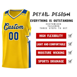 Custom Gold Royal Star Graffiti Pattern Sports Uniform Basketball Jersey