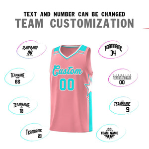 Custom Light Pink Aqua Star Graffiti Pattern Sports Uniform Basketball Jersey