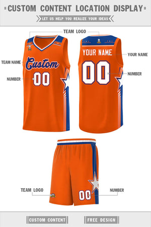 Custom Orange Aqua Star Graffiti Pattern Sports Uniform Basketball Jersey