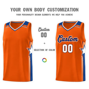 Custom Orange Aqua Star Graffiti Pattern Sports Uniform Basketball Jersey