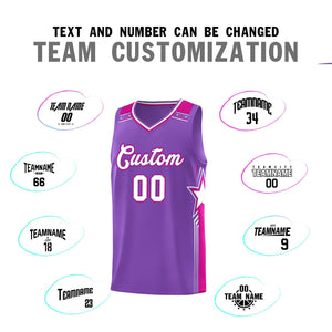 Custom Purple White Star Graffiti Pattern Sports Uniform Basketball Jersey