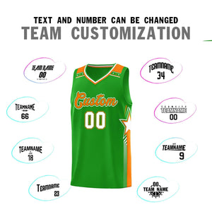 Custom Green Orange Star Graffiti Pattern Sports Uniform Basketball Jersey