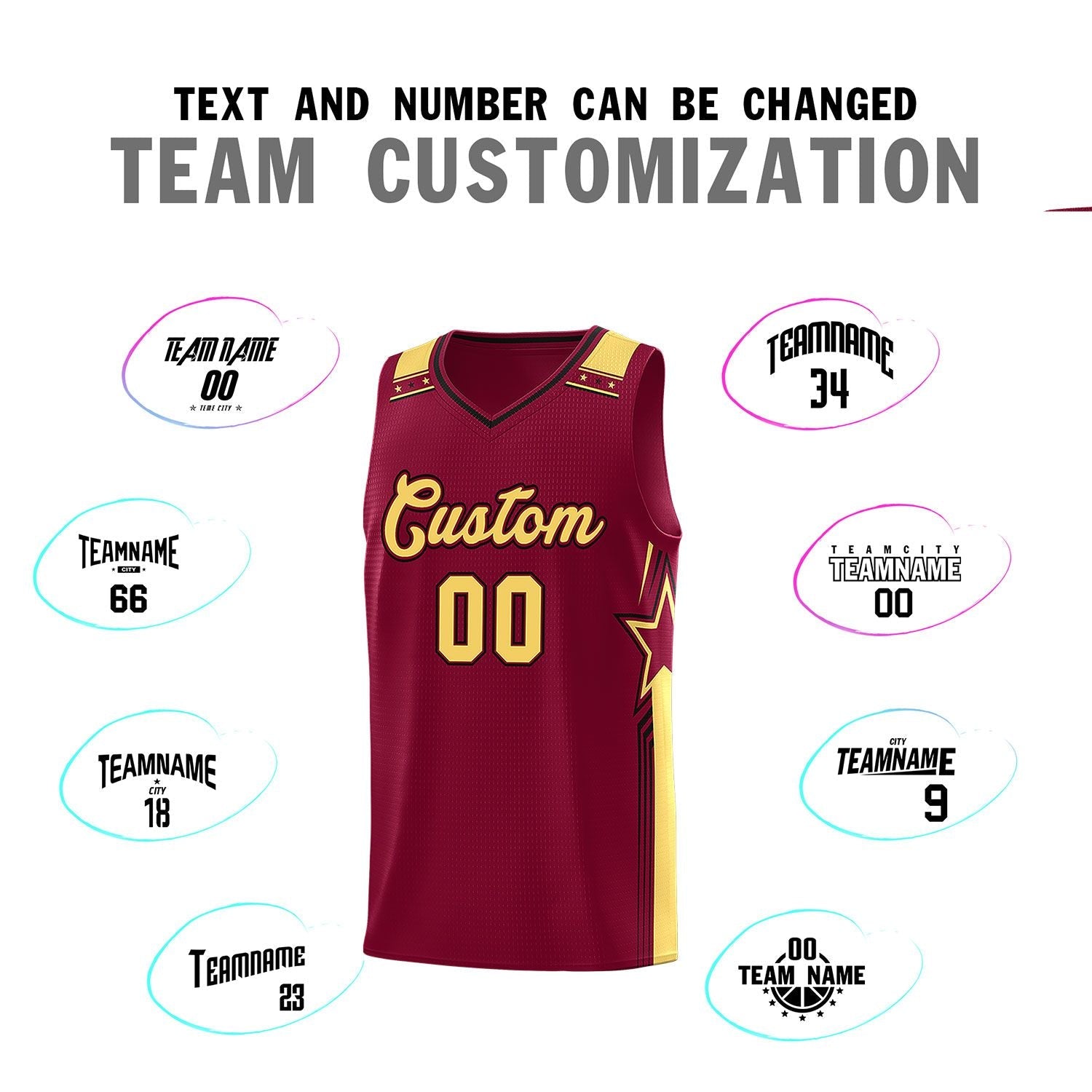 Custom Crimson Khaki Star Graffiti Pattern Sports Uniform Basketball Jersey