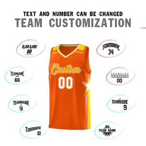 Custom Orange Gold Star Graffiti Pattern Sports Uniform Basketball Jersey