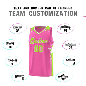 Custom Pink Neon Green Star Graffiti Pattern Sports Uniform Basketball Jersey