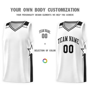 Custom White Black Star Graffiti Pattern Sports Uniform Basketball Jersey