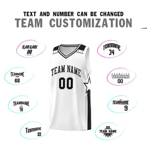 Custom White Black Star Graffiti Pattern Sports Uniform Basketball Jersey