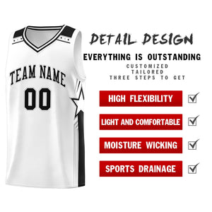 Custom White Black Star Graffiti Pattern Sports Uniform Basketball Jersey