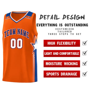 Custom Orange Aqua Star Graffiti Pattern Sports Uniform Basketball Jersey