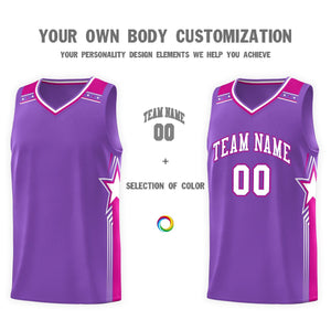 Custom Purple White Star Graffiti Pattern Sports Uniform Basketball Jersey