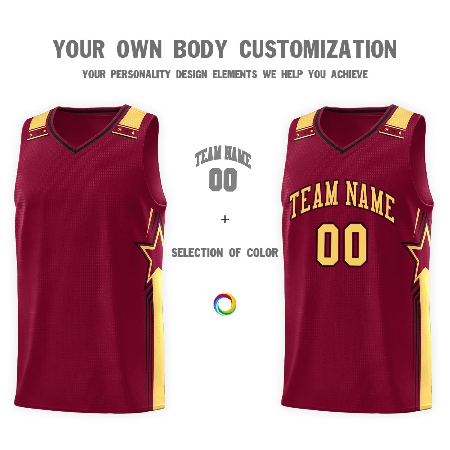 Custom Crimson Khaki Star Graffiti Pattern Sports Uniform Basketball Jersey