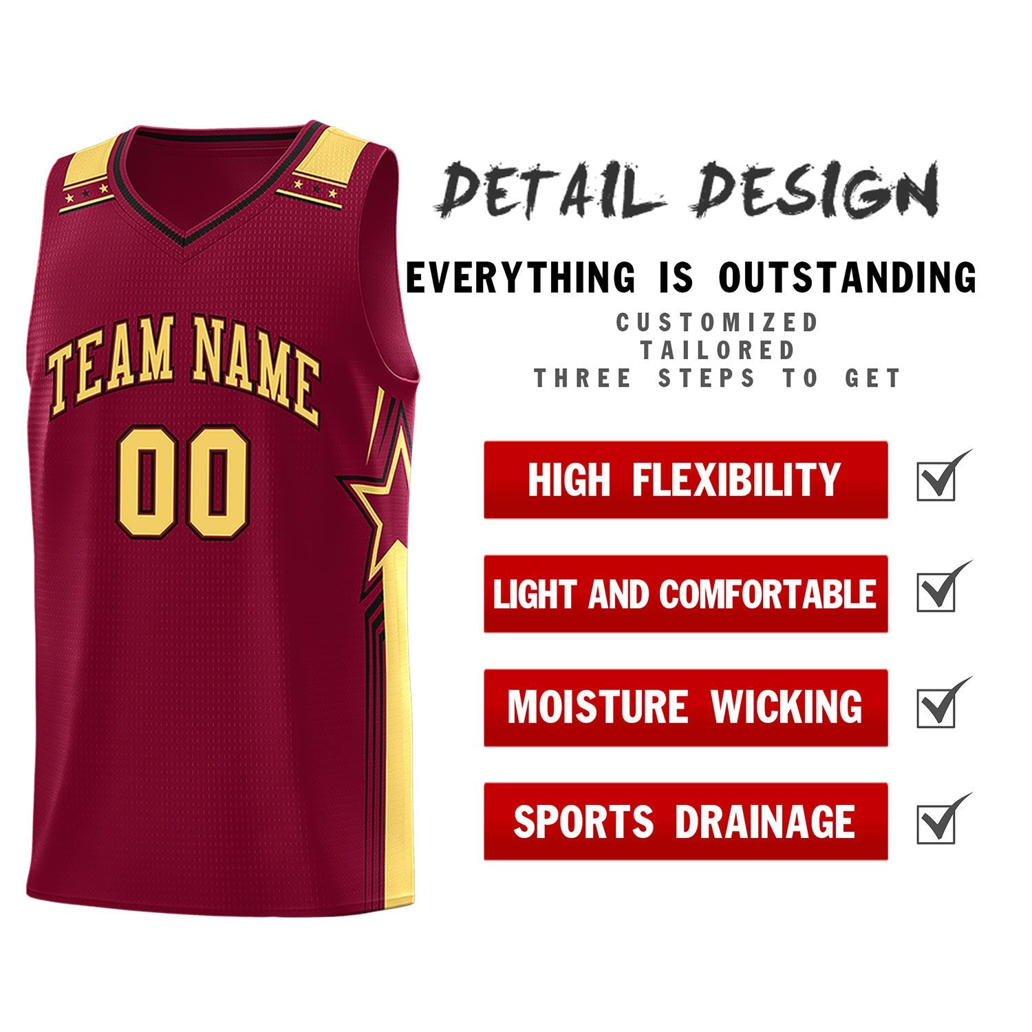 Custom Crimson Khaki Star Graffiti Pattern Sports Uniform Basketball Jersey