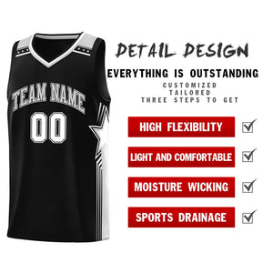 Custom Black Gray Star Graffiti Pattern Sports Uniform Basketball Jersey