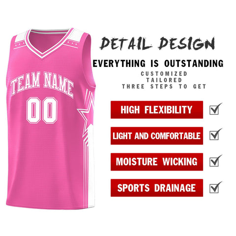 Custom Pink White Star Graffiti Pattern Sports Uniform Basketball Jersey