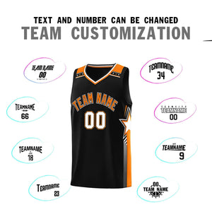 Custom Black Orange Star Graffiti Pattern Sports Uniform Basketball Jersey